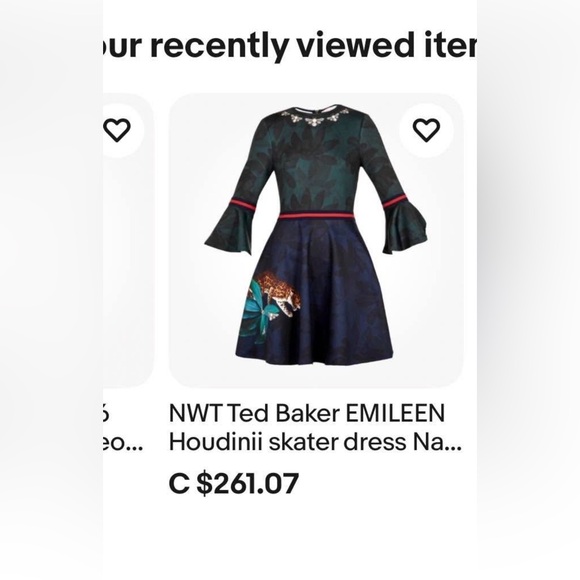 Ted Baker Dress with Leopard Detail in Dark Blue and Black - Picture 9 of 9